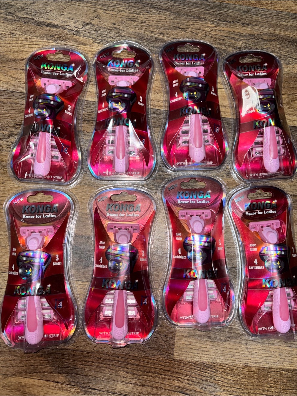 BUNDLE DEAL 8 count! Kong Women's Pink Razor with 4Replaceable Cartridges -